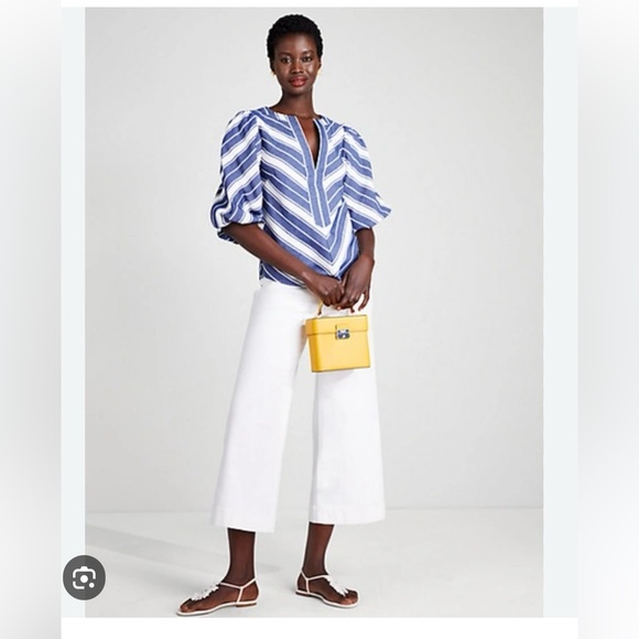 NWT! KATE SPADE Double Cloth Stripe Top, XS - Picture 2 of 9